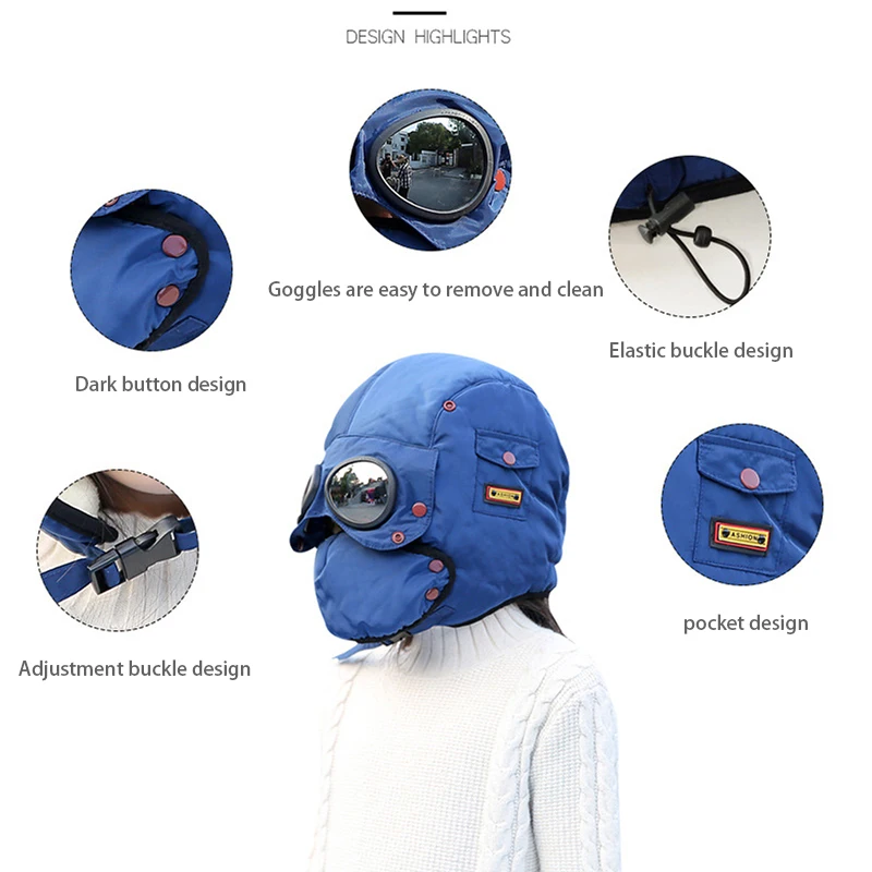 Детская зимняя теплая шапка-бомбер Балаклава маска ветрозащитная флисовая шапка