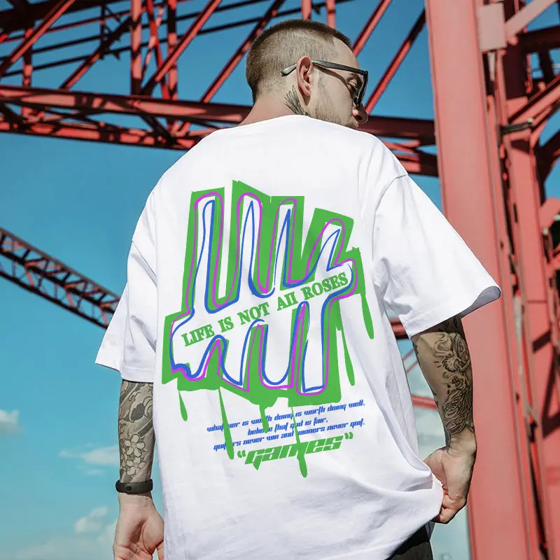 

Мужская футболка 2021, мужская летняя футболка в стиле хип-хоп с коротким рукавом, свободная Спортивная футболка большого размера, стандартна...