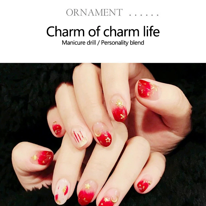 Nail Art Decorations Charms Jewelry Metal Star Moon Gem Pearl Golden Sticker Supplies Ornament TXTB1 | Красота и здоровье