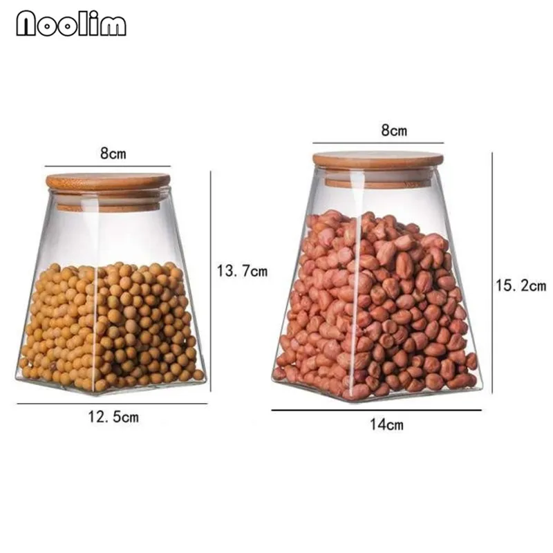Квадратные стеклянные герметичные банки зернистая емкость для хранения конфет