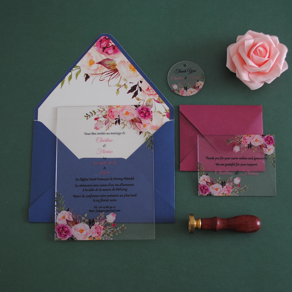 10 шт. лазерная резка розовый цветок свадебные приглашения вечерние из