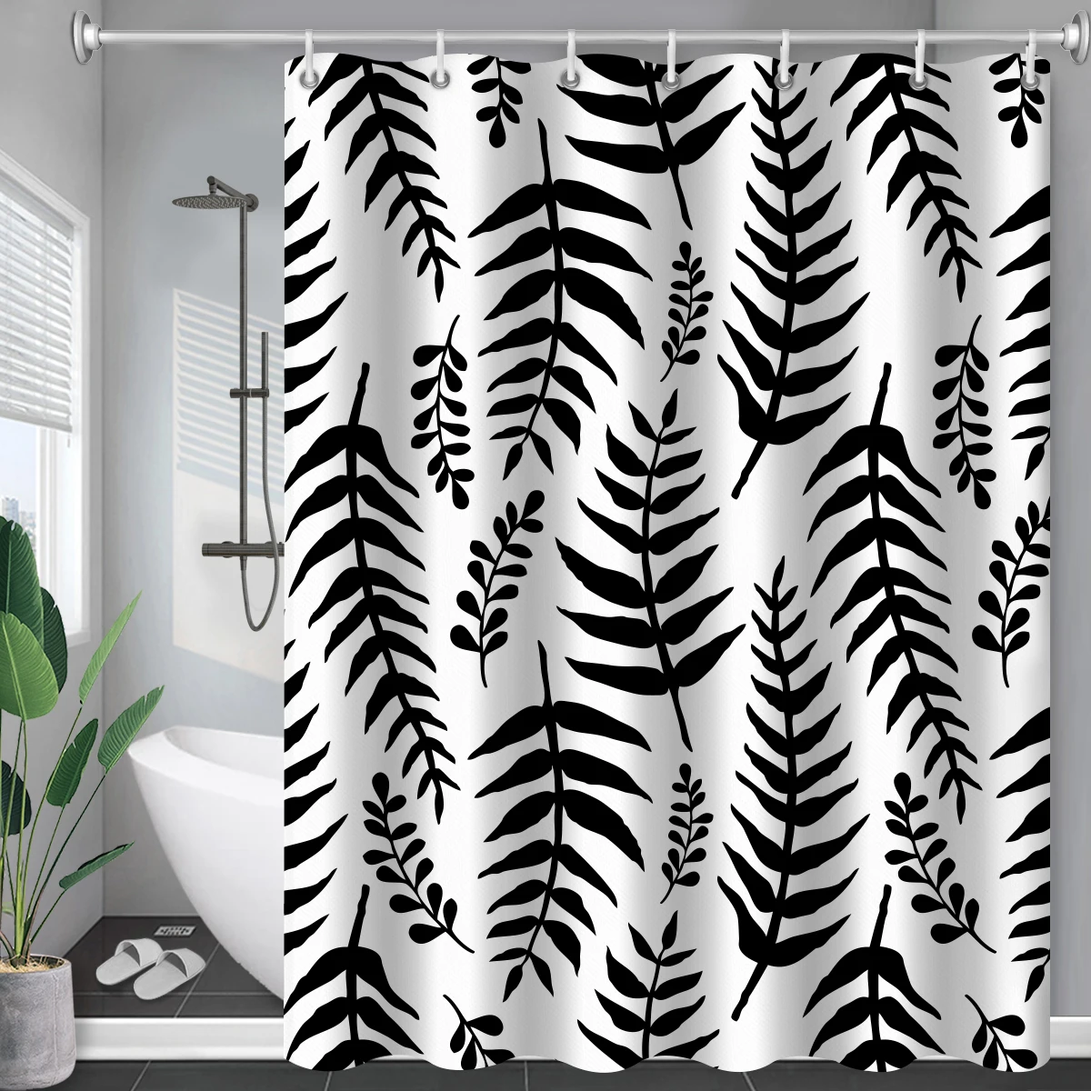 

Bohemian style Fallen leaves pattern Beautiful flower Print Windproof Shower curtain Bathroom Home decoration