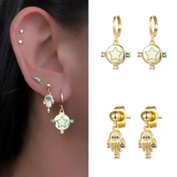 crmya trendy cubic zirconia gold plated lucky eye hamsa hand earrings for women drop dangle earrings jewelry wholesale