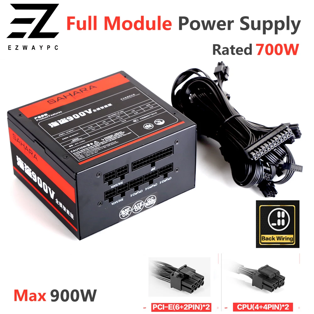 220V SAHARA Gaming PC Power Supply Rated 700W Max 900W Mining PSU 24PIN ATX Full Module Bitcoin Miner  ETH Coin Mining Ethereum