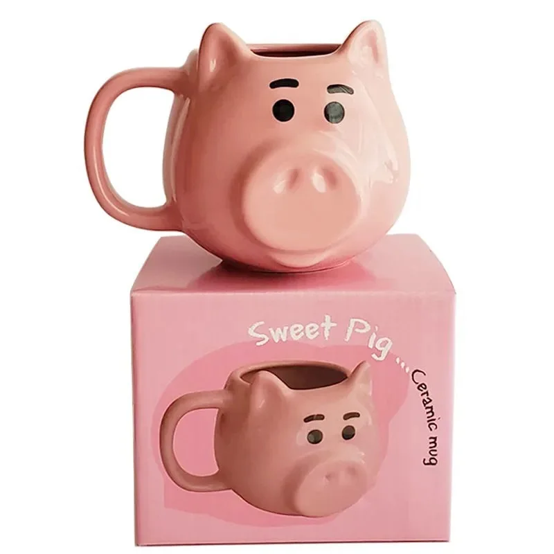 

Креативная керамическая чашка, розовая чашка в виде свиньи, круглая кружка в виде свиньи с носом, Детская мультяшная чашка для воды, Высокок...