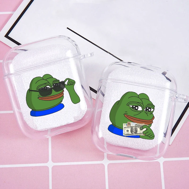 

Funny The Frog Face Cry Happy Couple Soft silicone TPU Case For AirPods Pro 1 2 3 Clear Wireless Bluetooth Earphone Box Cover