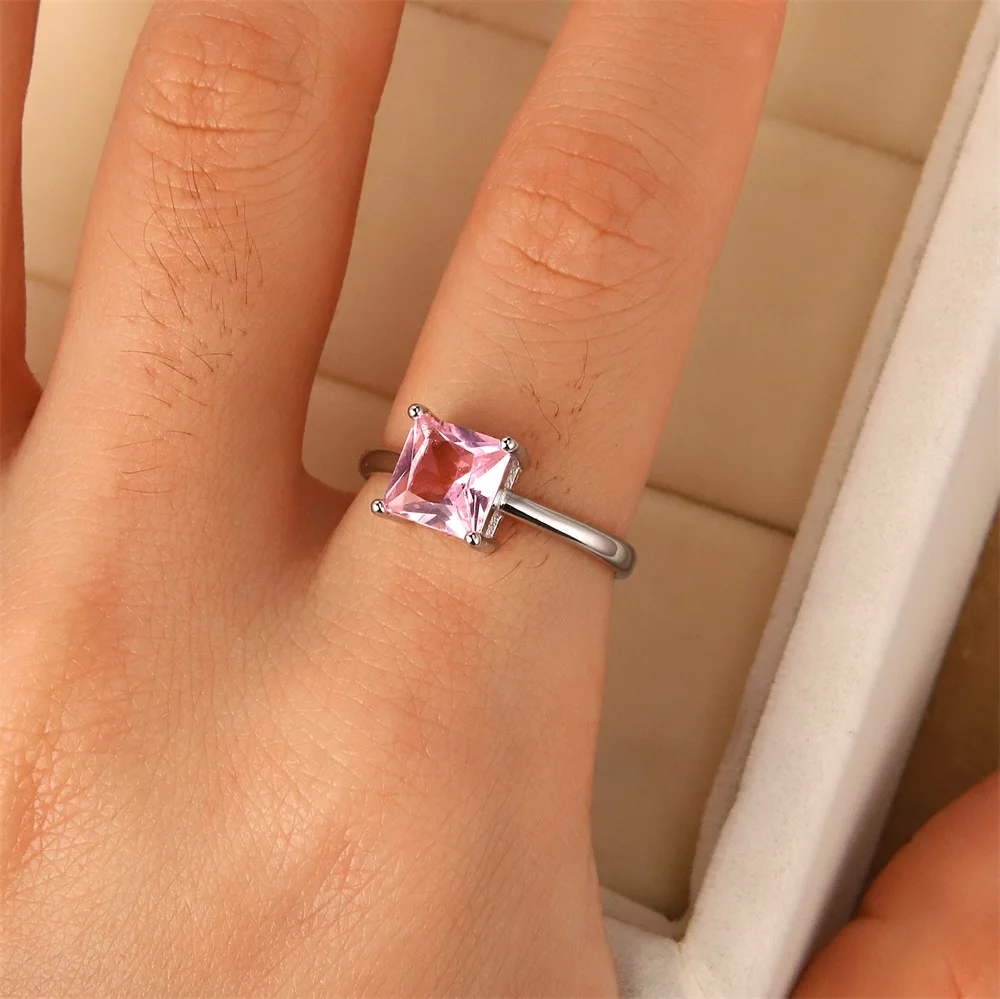 

Best-selling Europe and the United States fashion s925 pure silver engagement ring ms zircon pink gem crystal jewelry gifts