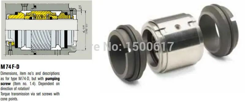 M74D 38 ( M74D/38 G9 ) TLANMP механические уплотнения Burgmann | M74 D двойное (двойное лицо)
