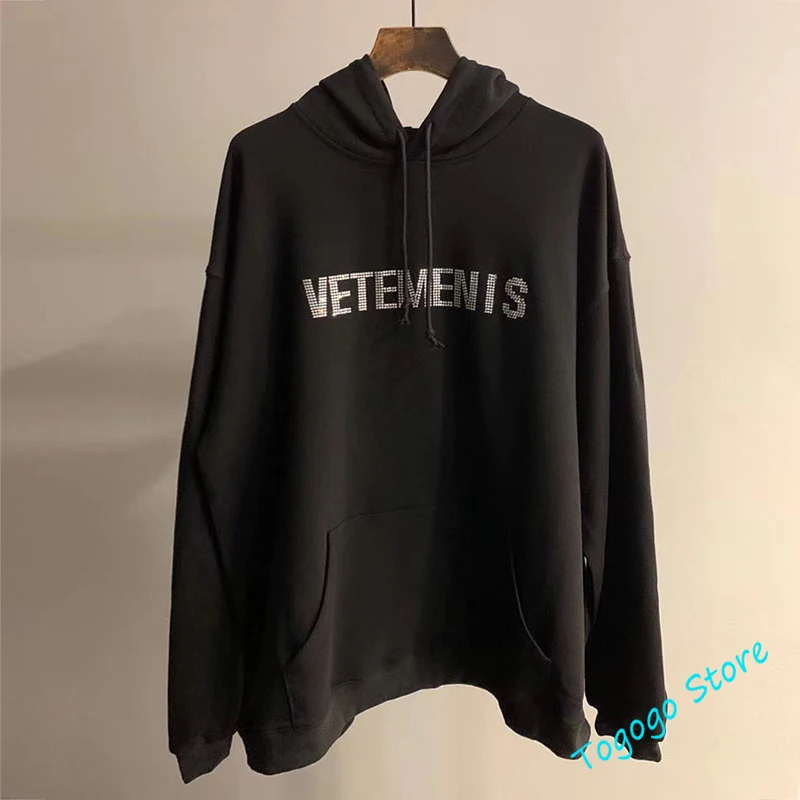 Хип хоп Flash Drilling Logo Vetements Толстовка для мужчин и женщин 1:1 лучшее качество