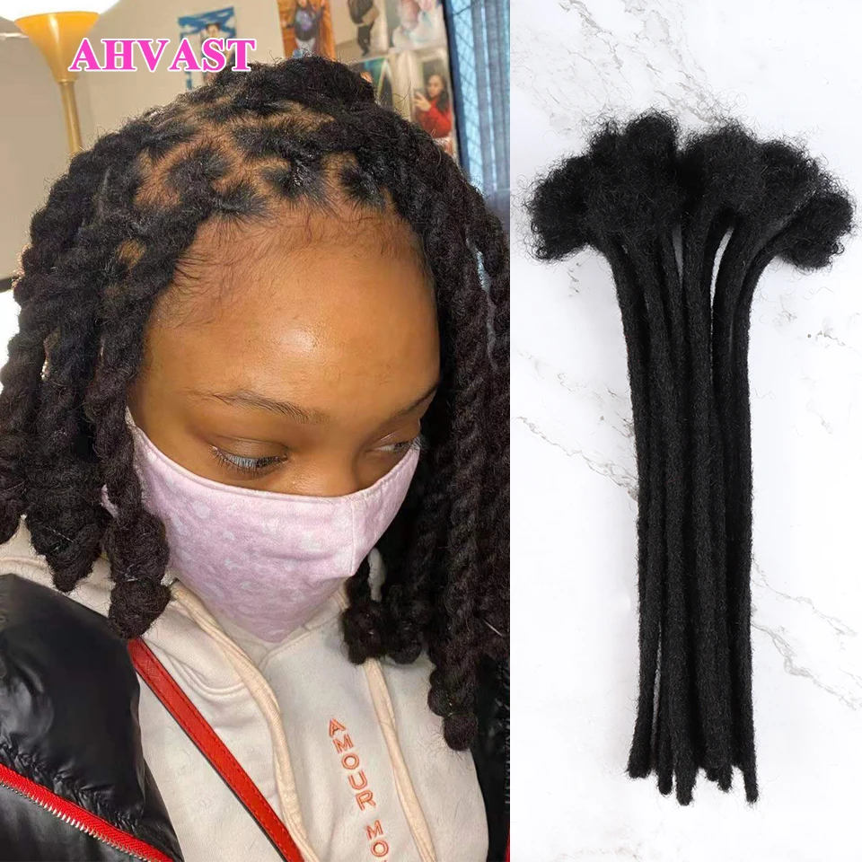 

VAST 0.6cm 20/40/60 Strands 100% Human Hair Afro Kinky Dreadlock Extensions for Women Full Head Handmade Human Locs Extension