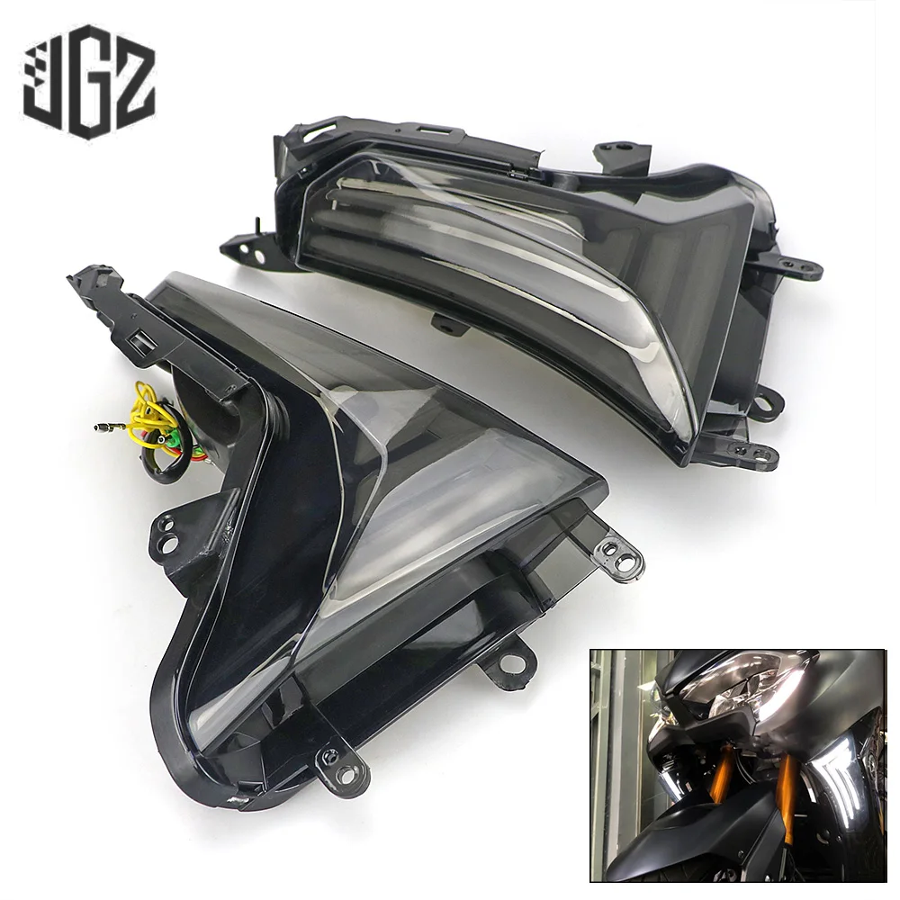 

Pair Motorcycle Front LED Turn Signal Lights Running Side Lamp White Indicators For YAMAHA TMAX 530 2019 2020 2021 Accessories