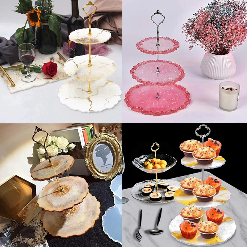 

3 Pack Tray Casting Molds Kit,with 4 Sets Tray support rack,for DIY Handmade Three-tier Round shape Pallet Making Tools