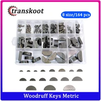 164pcs carbon steel woodruff key set semicircle bond key assortment kit different 17 sizes fasteners mechanical industry