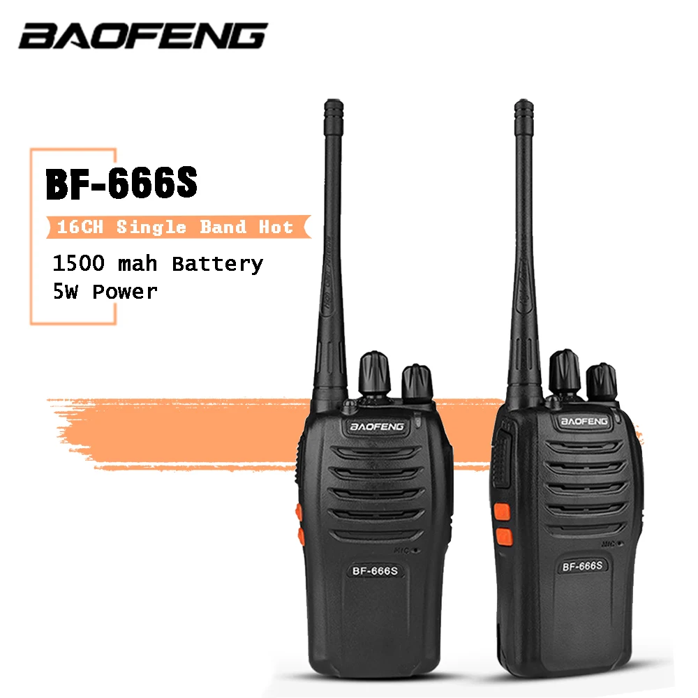 2 шт. Baofeng UHF радио 666S 400-470MHz 16 каналов двухстороннее 666s 5 ватт рация BF-666S Ham Радио для