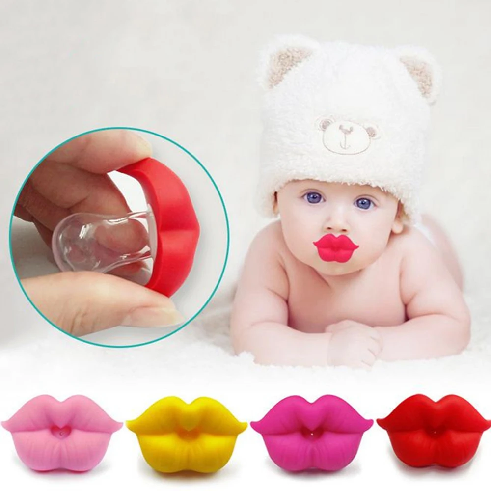 Chupete de labios para beb&eacute; de 0 a 3 a&ntilde;os, Clip de labios rojos, chupete falso con dos agujeros de ventilaci&oacute;n, silicona divertida para beb&eacute;-2