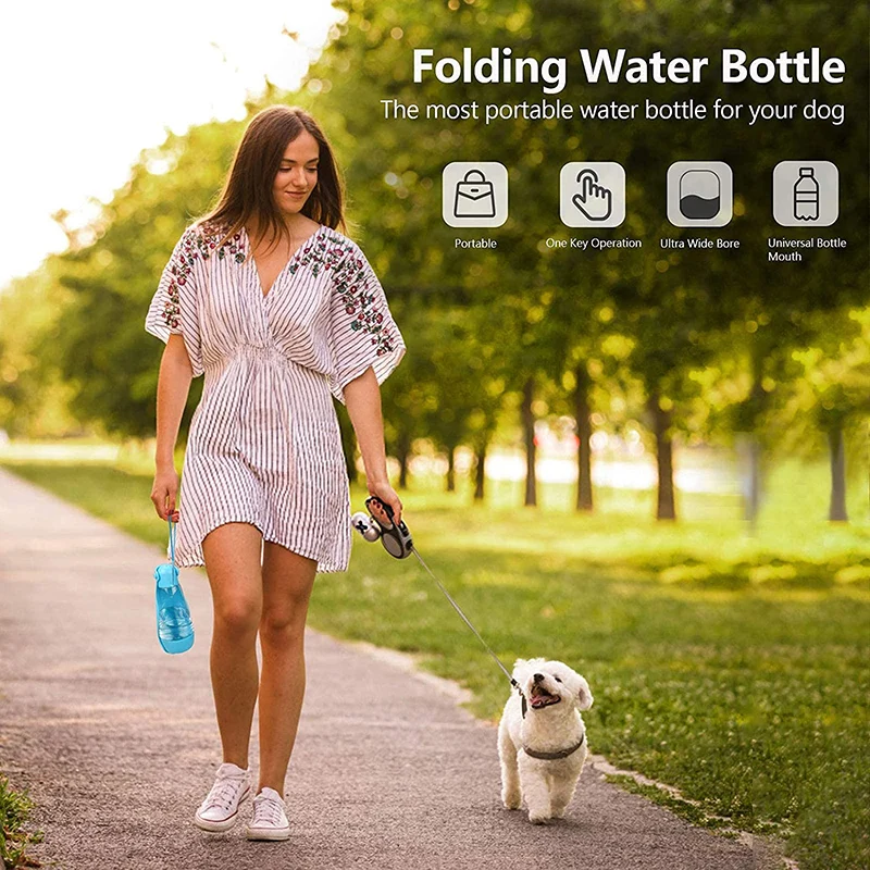

Dog Water Bottle Portable Foldable Dog Water Dispenser for Outdoor Walking, Hiking and Travel Multifunction Lightweight