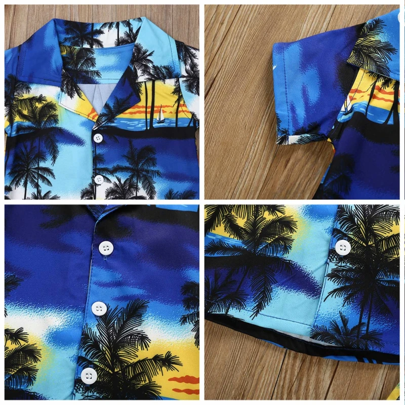 

New Summer Casual Baby Boy Clothes Coconut Tree Printing Short Sleeve Top+Shorts Two-piece Outfits