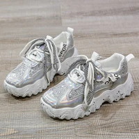 sequined colorful womens thick soled breathable shoes 2021 spring and autumn sports shoes fashion casual shoes plus size