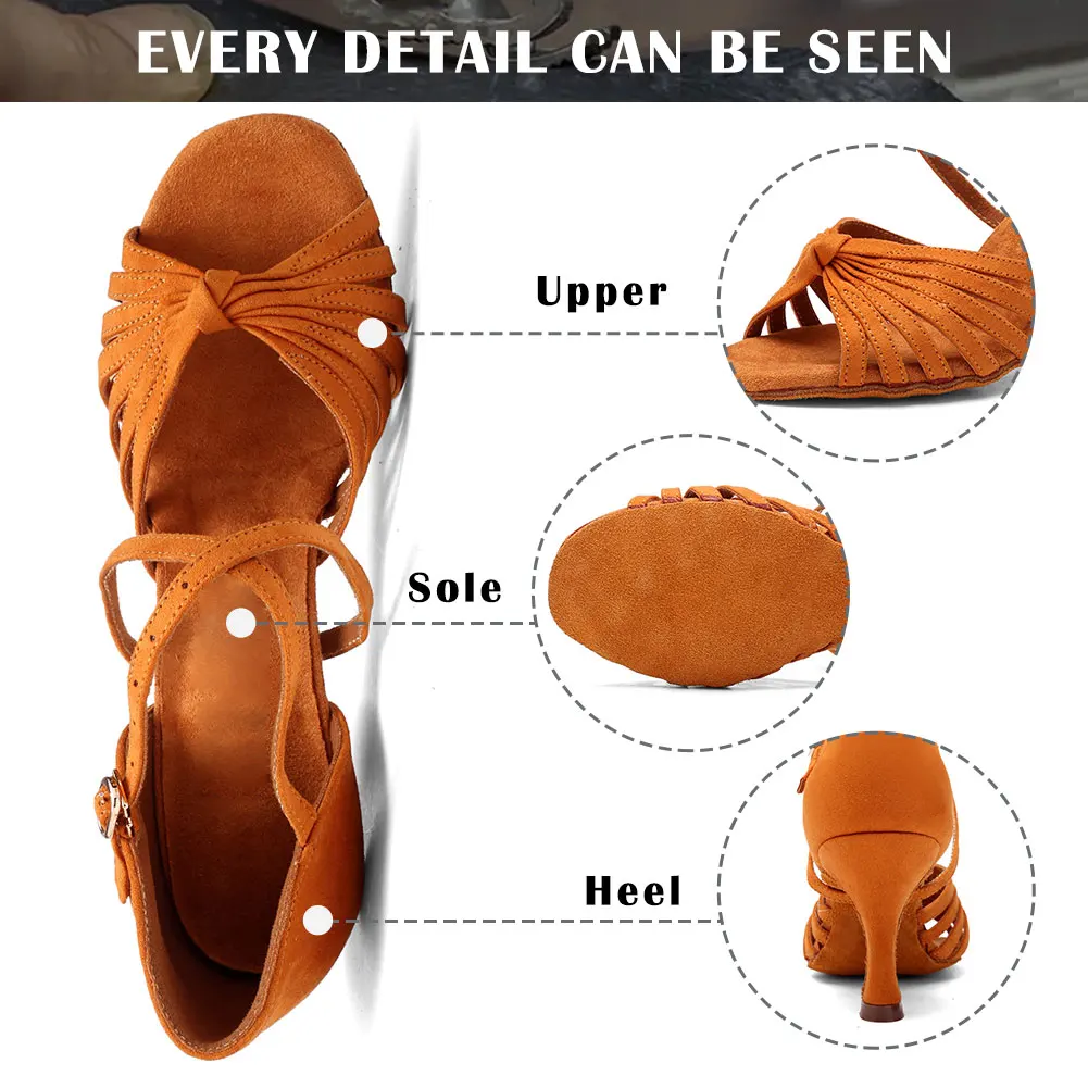 New Women's Latin Dance Shoes Ballroom Salsa Dance Shoes Tango Ladies High Heel Adjustable Latin Shoes For Girls Ladies 7.5CM