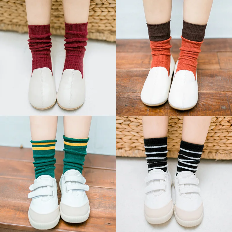 Детские осенне зимние хлопковые носки в горошек полоску|Носки| |