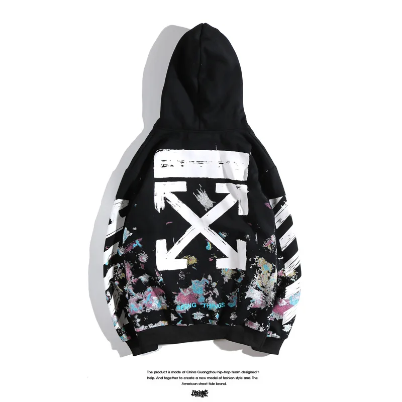 

Fashion brand off white ow fireworks star sky Pure Cotton Hooded Sweater lovers' jacket men's and women's