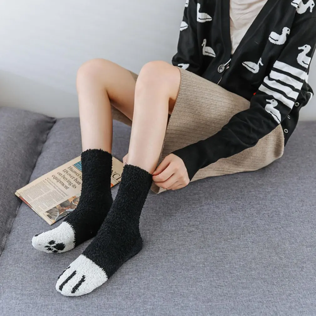 1 пара плюшевых носков из кораллового флиса женские носки без пятки милые толстые