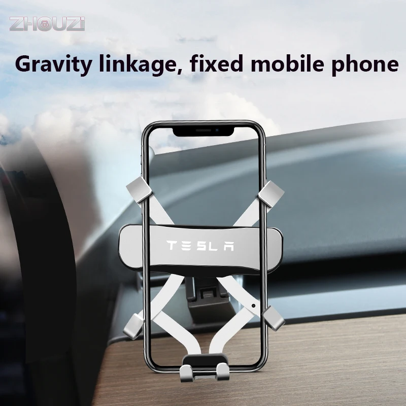 car mobile phone holder smartphone holder mount gps stand navigation bracket air outlet clip for tesla model 3 2021 accessories free global shipping