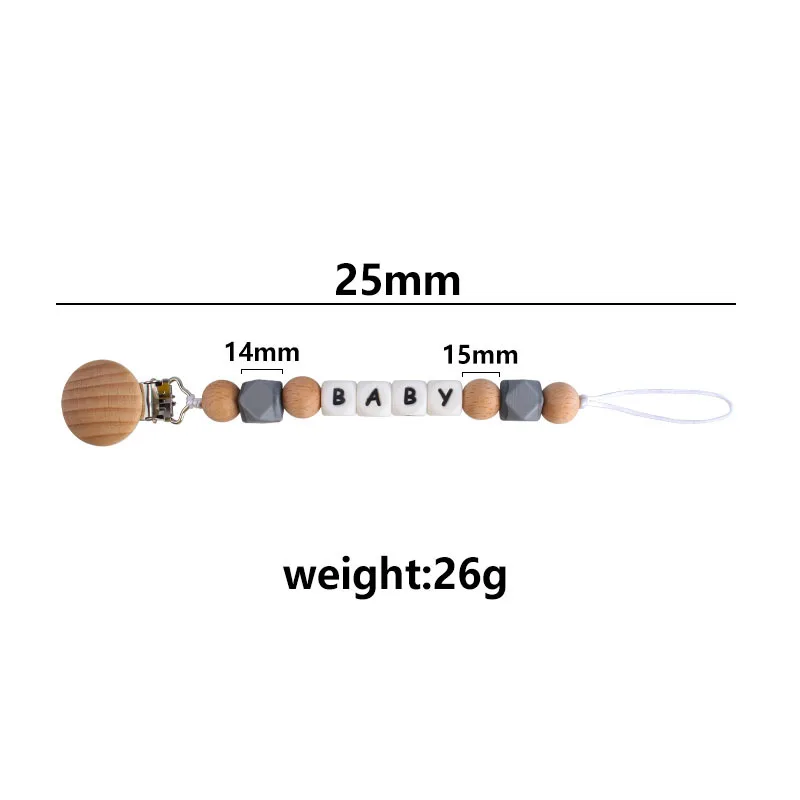 

Custom Baby Name Pacifier Personalized Silicone Beads Clip Pacifier Chain Chew Baby Teether Toys Dummy Clip Nipple Holder