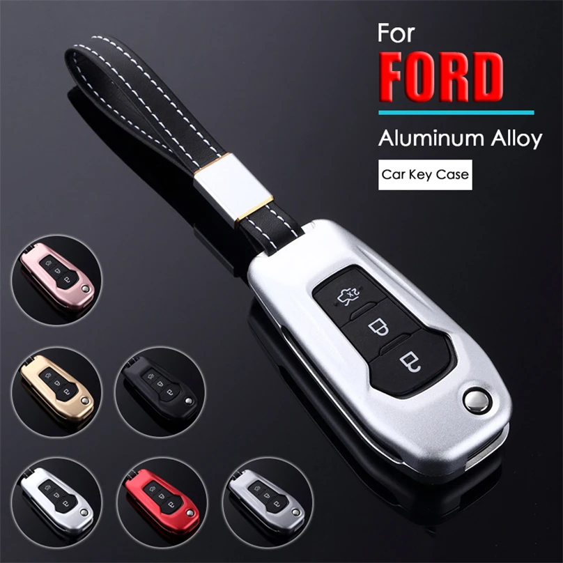 

Luxury Alloy Car Key Case Cover For Ford Fusion Fiesta Escort Mondeo Everest Ranger Accessories Car Keychain Key Cover Holder
