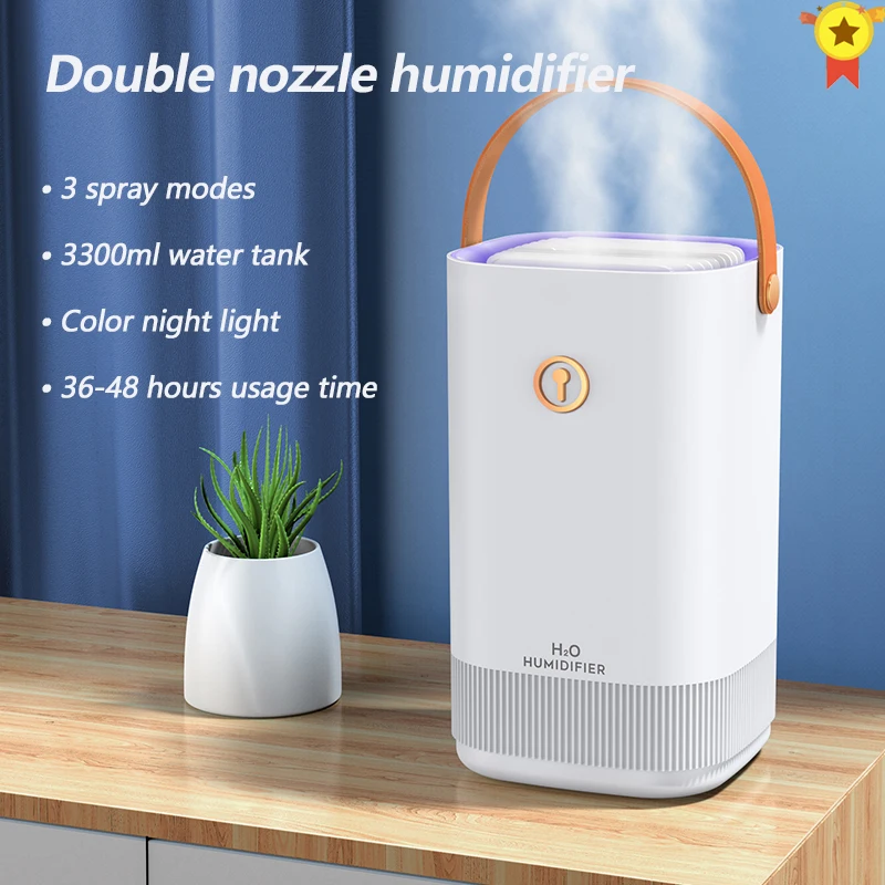 

Wonderlife 3.3L Air Humidifier Essential Oil Aroma Diffuser Double Nozzle Ultrasonic Humidifier Aromatherapy Diffuser