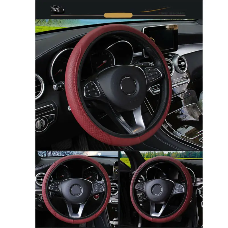 Универсальная оплетка руля 37- 38 см черно-красная Мягкая универсальная | Дом и сад