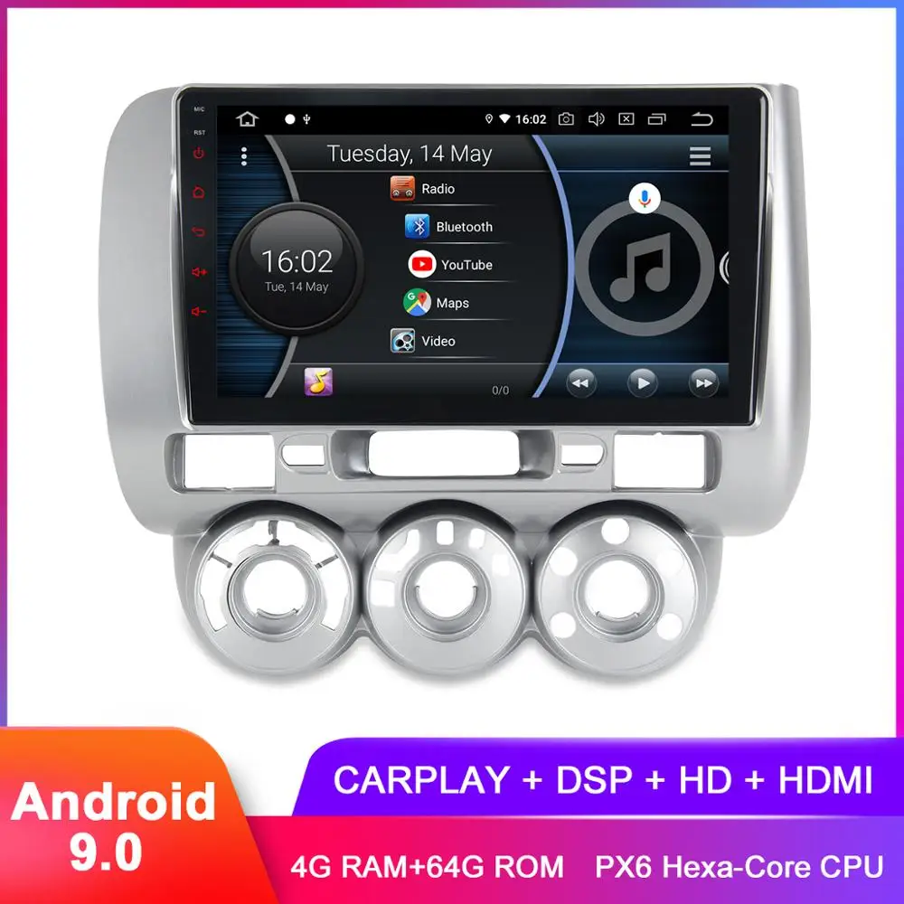 9 "IPS Android 0 автомобильный стерео для Honda Jazz Fit 2004 2005 2006 2007 2008 Carplay радио WiFi GPS BT 5 DSP