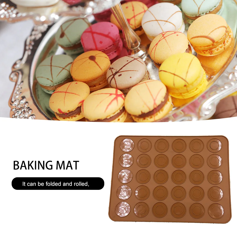 

Macaron Silicone Mat Reusable Non-Stick Silicone 30 Hole Macaron Baking Mold Mat for Almond Muffin Chocolate Chip Cookies