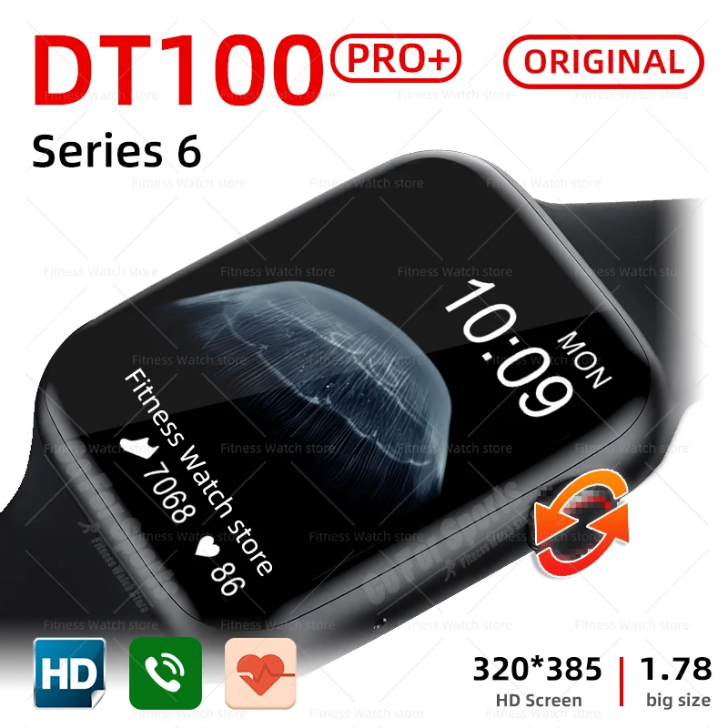 

DT100 pro+ Smart Watch Bluetooth Call Custom Dynamic Watch Face Smartwatch Men Women pk Iwo 13 14 M26 HW22 W26 W46 pro plus max