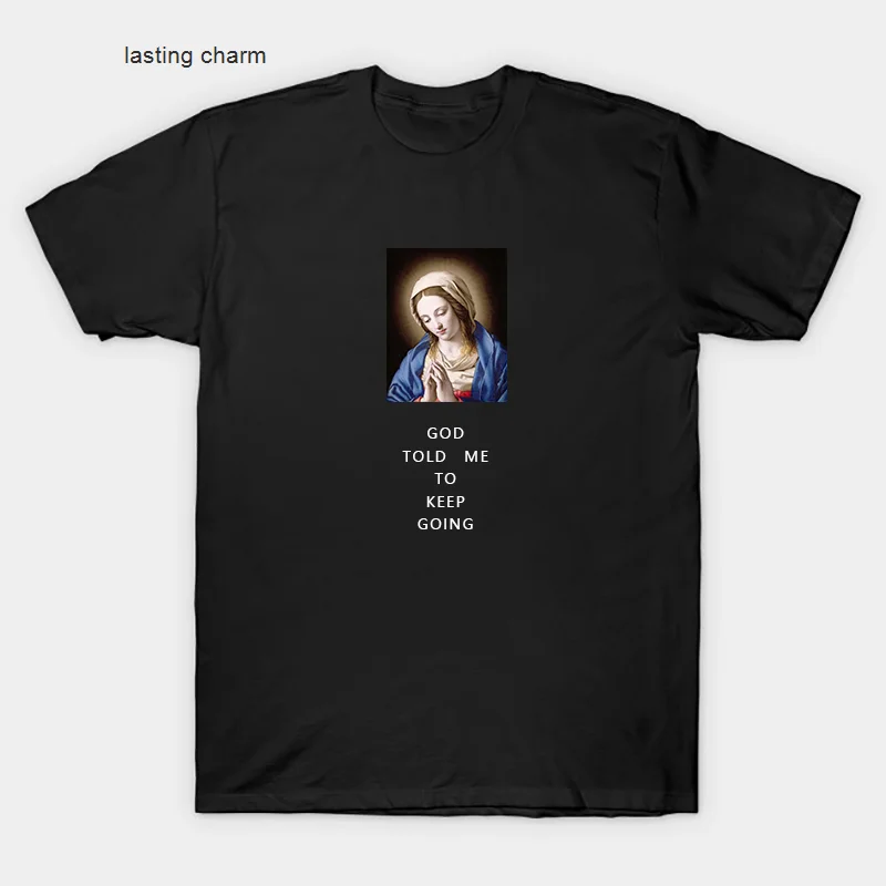 

Virgin Mary Printed Men T-shirt Cool Dign Sho Mouwen T-shirts Men Women Summer Hip Hop Big Mate tops Streetwr