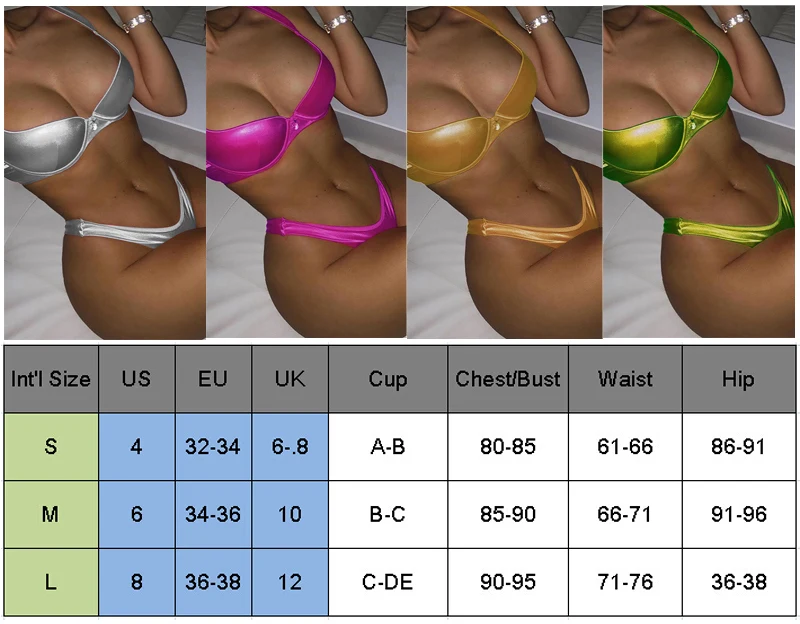 

Sexy Bikini Set Women Fax Leather Sequined Padded Bra thongs Bandage Swimsuit Beach Swimwear Sliver Green Gold Bathing Suit