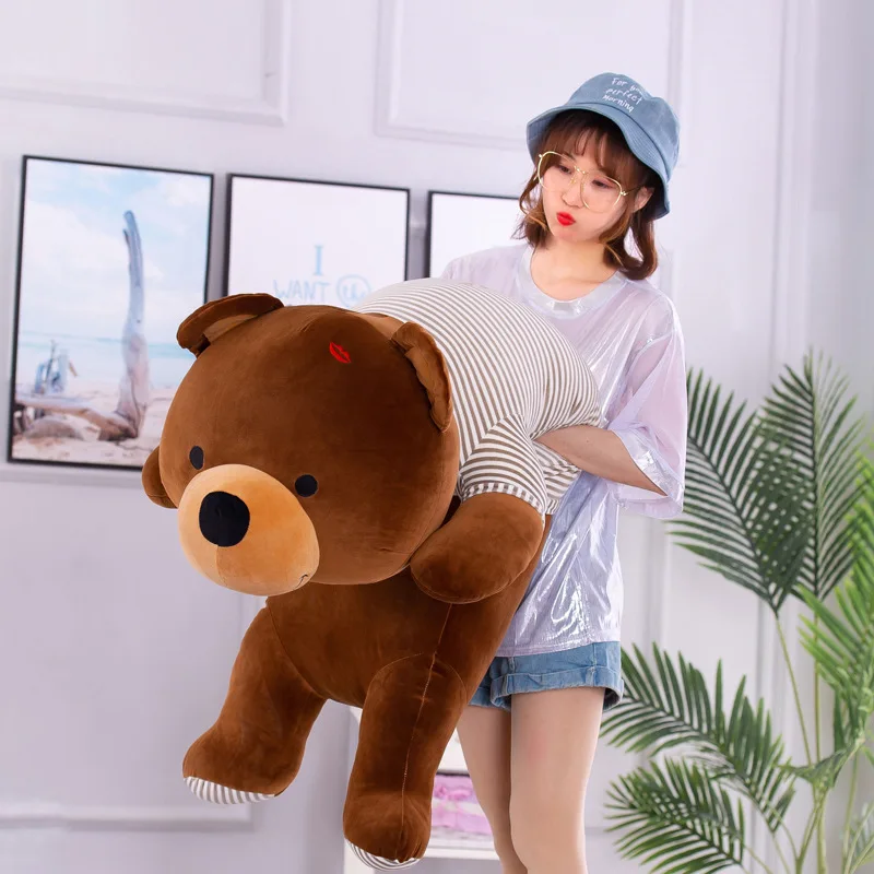 

60-120cm Papa Bear plush toys long pillow with Zipper doll girls gift soft toys valentine's day present