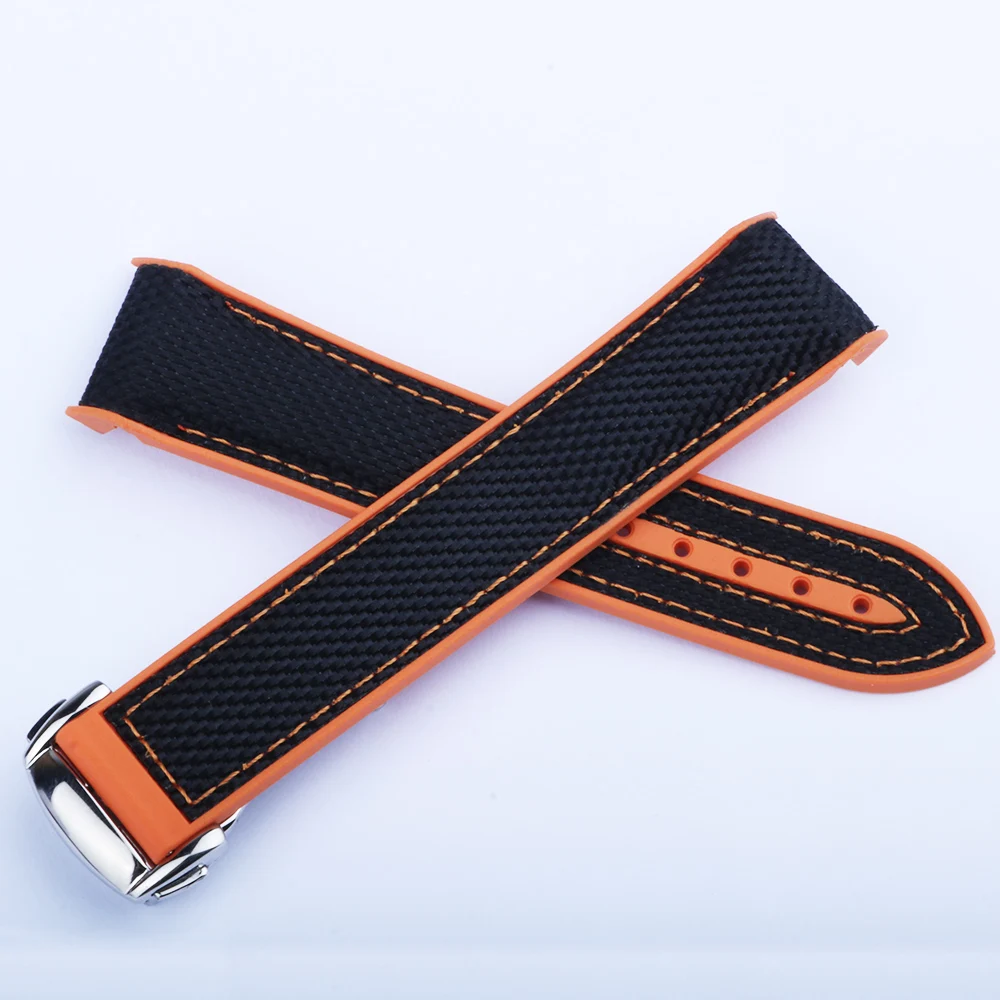 

CARLYWET 20 21 22mm Black Orange Rubber Watch Band Strap For Omega Seamaster Planet Ocean 300m 600m 43.5mm/ 600m 45.5mm