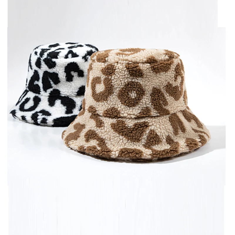 2021 New Lamb Plush Bucket Hat Hats for Women Winter Warm Hats Adjustable Panama Casual Outdoor Cap Basin Hat Japanese Style