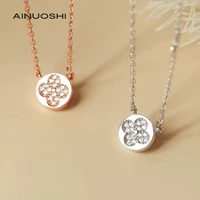 ainuoshi handmade18k gold round cut 0 045ct natural diamond necklace for women promise summer sweetheart gift jewelry 18