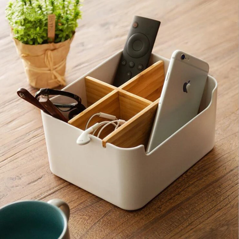 

Simple Style Detachable Desktop 5-Compartment Storage Box For Remote Control Mobile Phone Makeup Brushes Holder Organizer-White