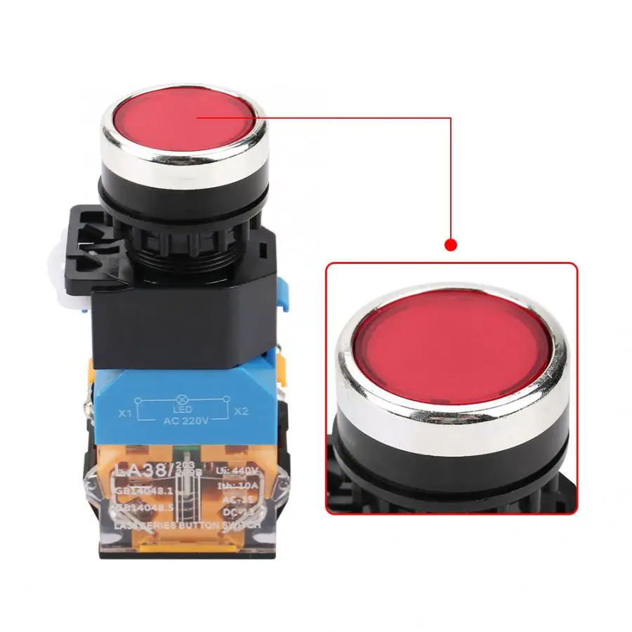_ Самоблокирующийся Красный кнопочный переключатель со светодиодный светильник