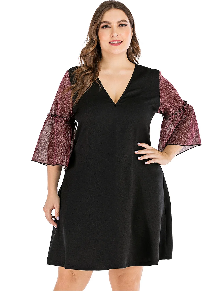 Новинка 2021 летнее платье размера плюс для женщин большой с расклешенными