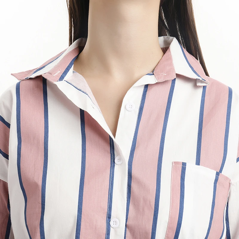 

Fashion Lapel Women Blouses Elegance Female Striped Button Shirt Casual Loose Ladies Long Sleeve Shirts For Women