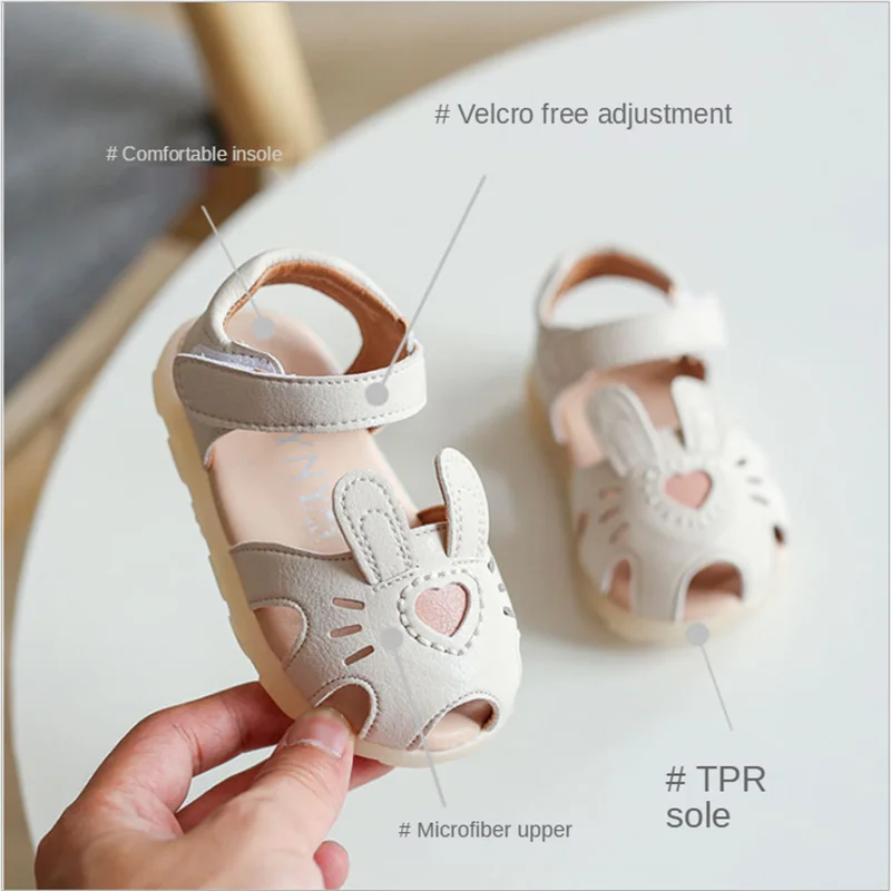 

2021 New Summer Baby Shoes Leather Soft Sole Kids Sandals Closed Toe Cute Toddler Girls Sandals 15-25