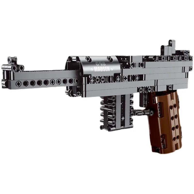 

Yuxing firearms can launch 14011 Mauser C96 pistol. Children's small particles assemble and insert building block toy models
