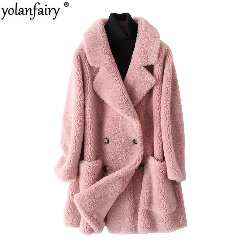 Real Fur Coat Female Wool Jacket Autumn Winter Coat Women Clothes 2020 Korean Vintage Sheep Shearling Tops Abrigo Mujer