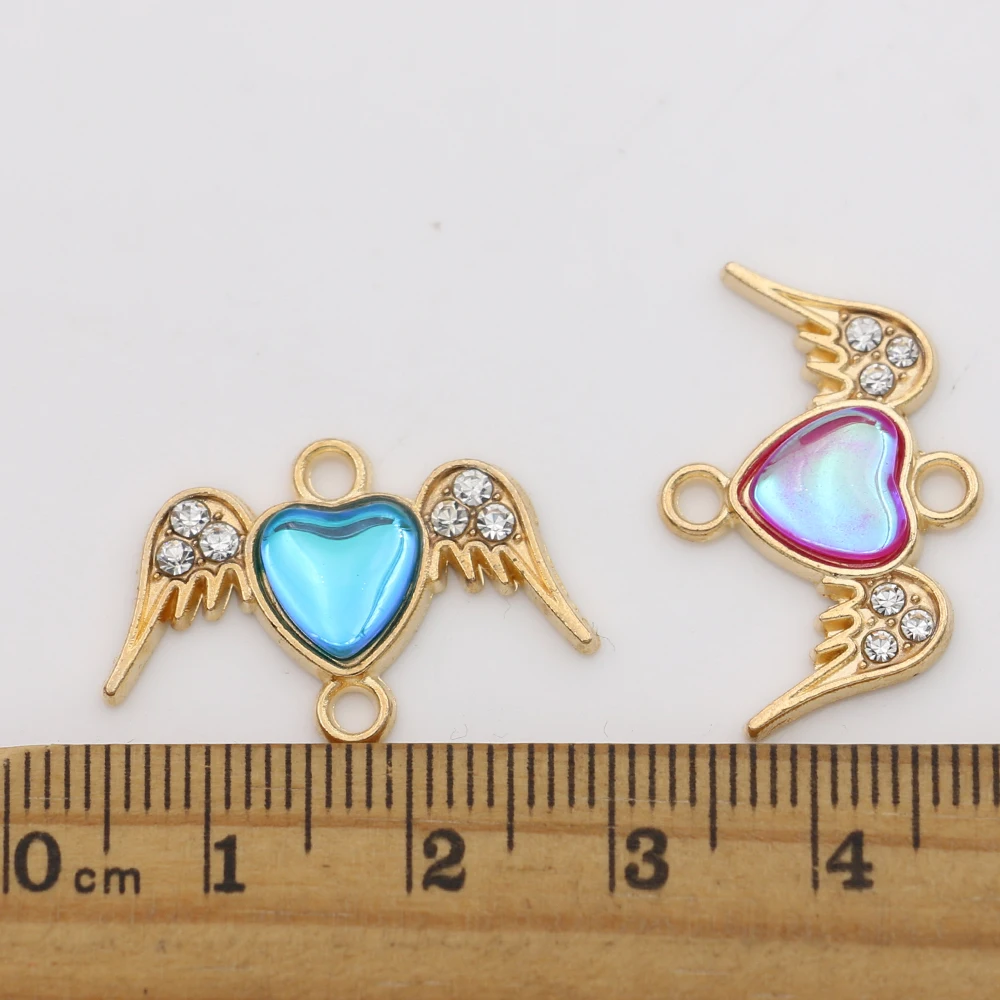 5Pcs Gold Plated Opal Angel Wings Charm Connector for Jewelry Making Earrings Bracelet Finding DIY Accessories 25x13mm - купить по