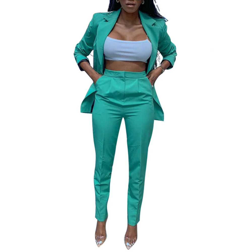 Комплект из двух предметов повседневный Блейзер пальто и однотонный