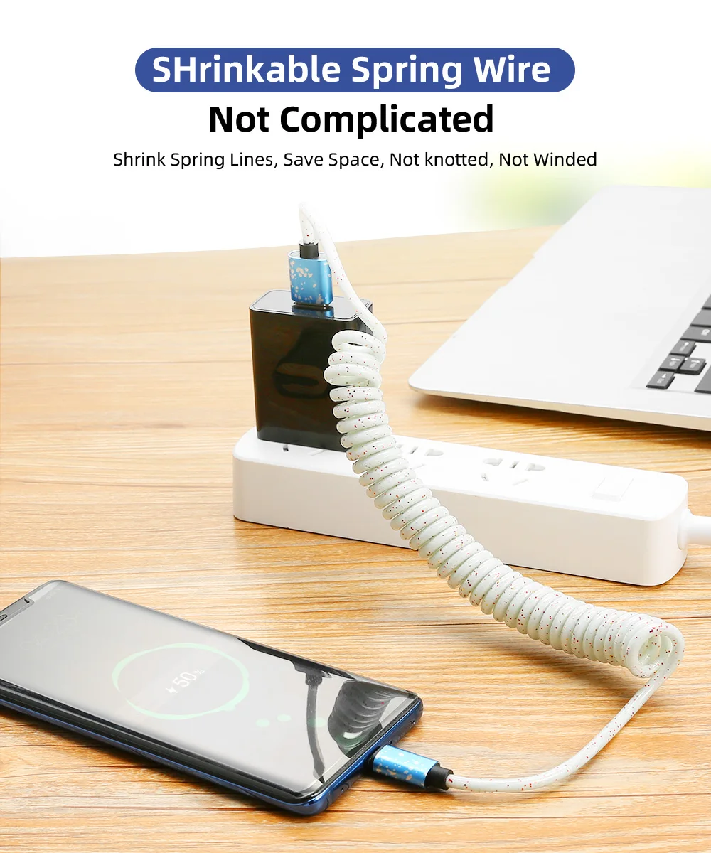 Пружинный usb кабель 3A Micro USB type c для huawei P30 P20 P10 Lite гибкий Выдвижной зарядный шнур usb C кабель для быстрой зарядки